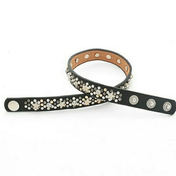 ⭐️ Rhinestone Black Leather Bracelet - Picture 5 of 8